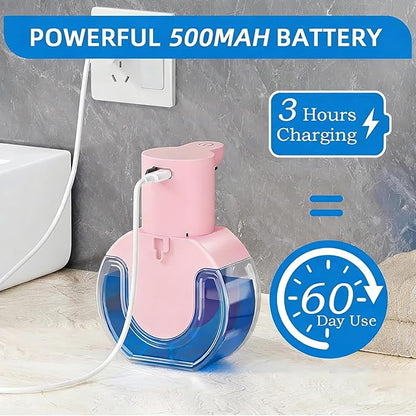 2Pack Automatic Soap Dispenser Touchless, Rechargeable Foaming Soap Dispenser,15oz/420ml Smart Hand Soap Dispensers,4-Level Adjustable,Wall Mount for Bathroom Kitchen Dish Soap(Pink, Foam)