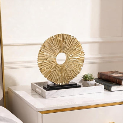 DOVDOV Gold Home Decor Sculpture, Unique Round line Statue, Modern Home Decor, Decorative Panel Statue Gold Decoration for Living Room TV Stand, Office, Bedroom, Dining Table Centerpiece.
