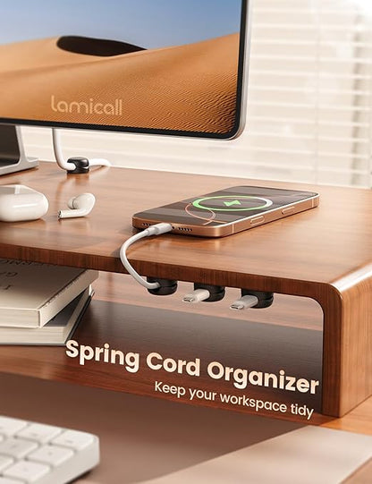 Lamicall Cable Clips, Spring Cord Organizer Holder - 6Pack Compact Desk Cable Management Clips, Nightstand Phone Charging Cord Holder, 8mm Slot Adhesive Wire Organizer, Desk Office Accessory