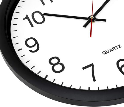 Bernhard Products Black Wall Clock Silent Non Ticking - 16 Inch Extra Large Quality Quartz Battery Operated Round Easy to Read Home/Office/Business/Kitchen/Classroom/School Clocks