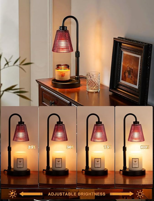 Innqoo Pomegranate Red Candle Warmer Lamp with Timer, Dimmable Candle Warmer for Home Decor, Height Adjustable Candle Lamp for Jar Candles, Birthday Gifts for Women Mom, House Warming Gifts New Home