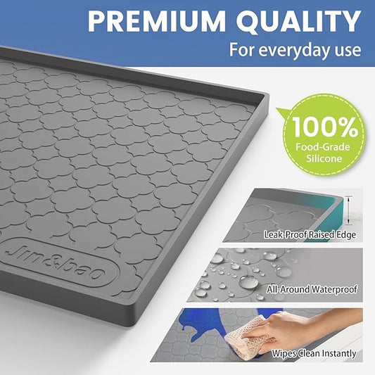 Jin&Bao Waterproof Under Sink Mat 19" x 19", Thick Silicone Mat Cabinet Protector for Kitchen and Bathroom, Shelf Liner, Home Organizer and Storage, Multipurpose Tray for Gadgets and Essentials