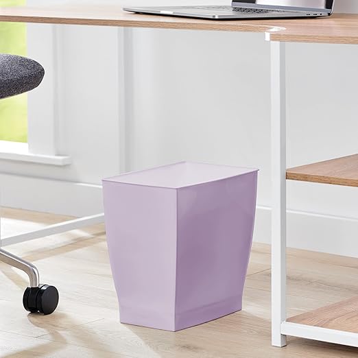 iDesign Small Plastic Bathroom Trash Can, Slim Rectangle Garbage Bin for Bedroom, Office, Dorm, Purple