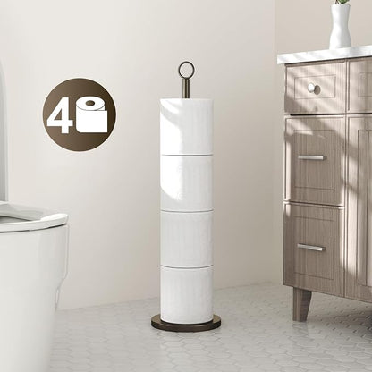 Toilet Paper Holder Stand(with Reserve Function), Free-Standing Spare Rolls Storage Holder, Stainless Steel