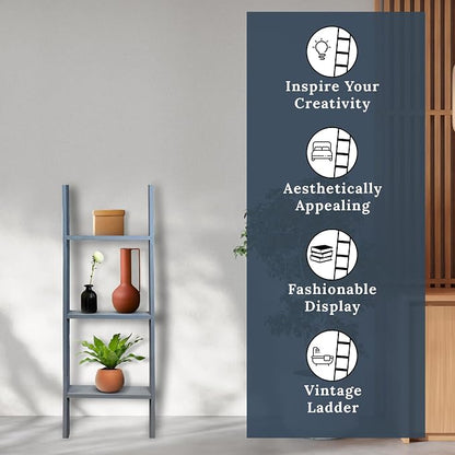 BARNWOODUSA Throw Blanket Ladder – Fully Assembled Reclaimed Wood – Rustic Decorative Ladder for Towels, Quilts, & More – Perfect Decor for Bathroom, Porch, or Living Room,3-foot Slate Blue
