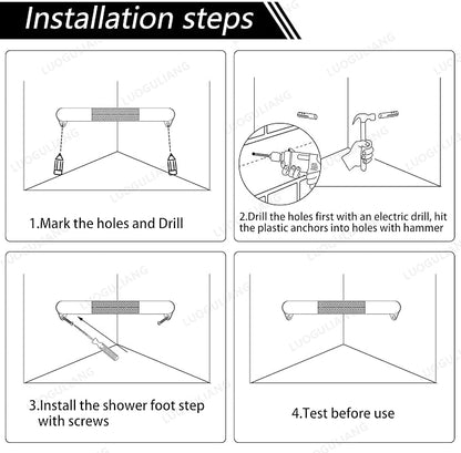Shower Foot Rest Bar, Polished Chrome Corner Shower Foot Rest for Shaving Legs, Stainless Steel Wall Mounted Bathroom Shower Foot Step