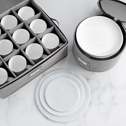 6pcs Hard Shell China Storage Containers for Cups and Mugs, Wine Glasses and Plates - Heavy Duty Dinnerware Storage