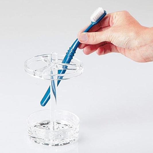 iDesign Toothbrush Holder for Normal to Large Toothbrushes, Spin Brushes, and Toothpaste, The Eva Collection - 3.75" x 3.75" x 5.75", Clear