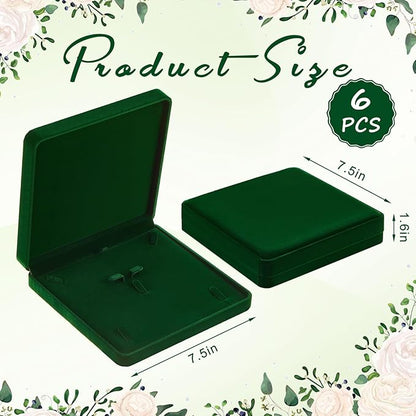 Yinkin 6 Pcs Velvet Jewelry Set Box Jewelry Display Case Earring Ring Bracelet Necklace Gift Box Pearl Necklace Storage Case for Mother's Day Wedding Travel Anniversary(Green)
