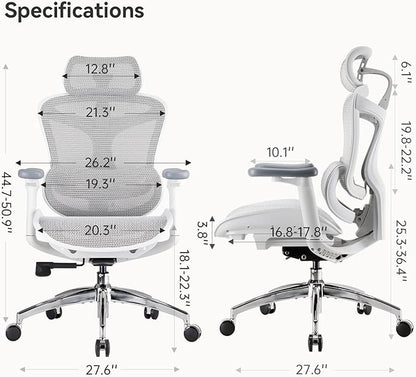 SIHOO Doro C300 Ergonomic Office Chair with Ultra Soft 3D Armrests, Dynamic Lumbar Support for Home Office Chair, Adjustable Backrest Desk Chair, Swivel Big and Tall Computer Chair (Grey)