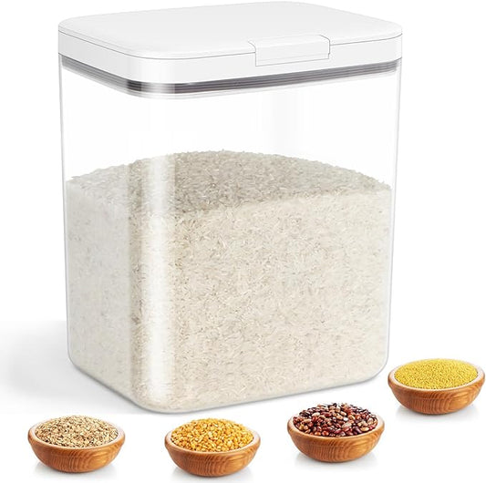 TBMAXS Rice Storage Container - 5.8 Qt | 11 Lbs Crystal-Clear Plastic Food Storage Container Bin with Pop-up Lid for Rice Flour Sugar, Dry Food Holder for Kitchen Pantry Organization and Storage