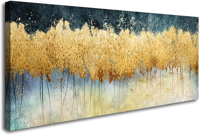 XXMWallArt FC2662 Canvas Wall Art Abstract Golden Forest Painting Modern Decor Abstract Canvas Prints for Living Room Bedroom Kitchen Home and Office Wall Decor