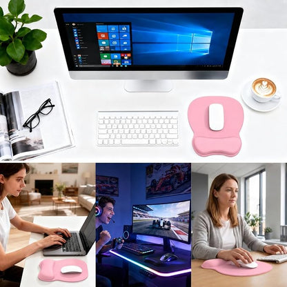 EooCoo Ergonomic Mouse Pad with Wrist Support, Mousepad with Memory Foam Wrist Rest and Non-Slip Base for Computer, Cafe, Home & Office, 9.64 x 8.26 in Office Desk Accessories
