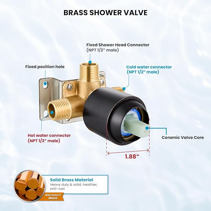 gotonovo Shower Faucet Set Bathroom Shower Head and Handle Set Complete 6 Settings 6 inch Rainfall Shower Head Kit High Pressure Shower System Combo Shower Trim Kit with Valve Oil Rubbed Bronze
