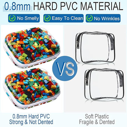 Sanwuta 6 Pcs Clear Hard Zipper Case Hard Plastic Zipper Pouches Makeup Bag Pencil Pouches Transparent Cases for Snacks Plastic Storage Organizer Box for Travel(Clear,7.87 x 5.9 x 2 Inch)