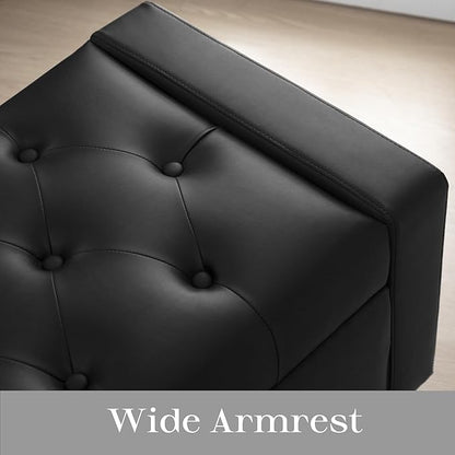 Ottoman with Storage，Storage Ottoman Bench, Storage Bench for Bedroom with Safety Hinge，Bedroom Benches with Seating for Living Room, Entryway (Black-PU)