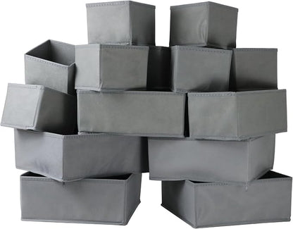 Fordonral 16 Pack Drawer Organizer Clothes, Foldable Fabric Dresser Organizer Closet Organizers and Storage Box for Underwear,Folded Clothes,Baby Clothing,Socks,Bra,Towels,Ties(Gray)