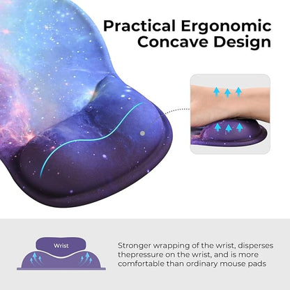 EooCoo Ergonomic Mouse Pad with Gel Wrist Rest Support Middle Concave Design, Relieve Wrist Pain, Non-Slip Base for Laptop, Computer, Office Desk Accessories, Carpal Tunnel Syndrome