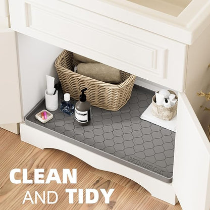 Winisok Silicone Under Sink Mat 25" x 22", kitchen Essentials and Gadgets, Shelf liner and Cabinet Protector, Home Organizers and Storage, Waterproof Bathroom Tray