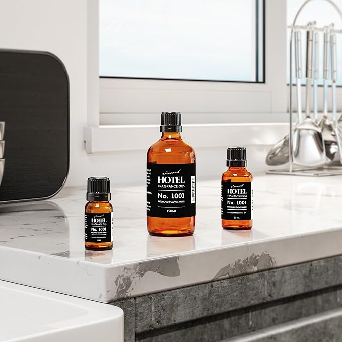 AirScent Hotel Diffuser Oil No. 1001 - Patchouli Clove Amber - Hotel Scent Dupe - Premium Fragrance Oil for Ultrasonic and Waterless Diffusers - 30 mL, 1 fl oz Glass Droper Bottle