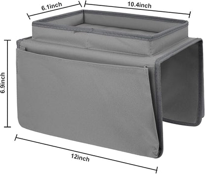 Sofa Armrest Organizer with Cup Holder Tray Chair Arm TV Remote Holder for Recliner Couch Armchair Caddy Bedside Storage Pockets Bag for Cellphone Tablet Book Magazines Drinks Holder Pouch