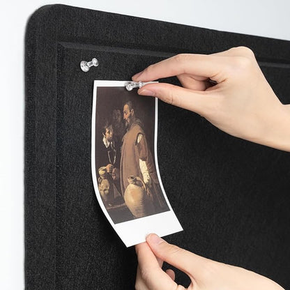 Large Bulletin Board - 72 x 48 Inches, Decorative Felt Pin Board for Wall - 6' x 4' Foldable Photo Display Board with Self-Adhesive Tape, Includes 20 Push Pins - Black