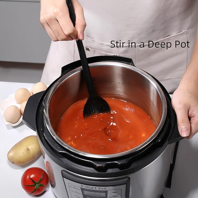 Silicone Cooking Spoon Set, High Heat Resistant Stiff Mixing Spoon, Extra Long Large Kitchen Utensil for Stirring and Serving, 13.6 Inches