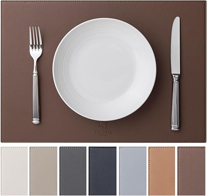 Faux Leather Placemats Set of 8 Vinyl Washable Wipeable Table Mats for Kitchen Dining Table Heat Resistant Waterproof Modern Indoor/Outdoor Placemats Non-Slip Easy Clean Place Mats (Chocolat)