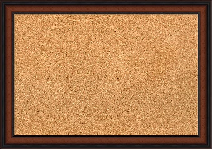 Amanti Art Natural Cork Board for Wall, 19x27 Vision Board with Brown Wood Frame, Medium Corkboard Office Decor for Home Organization, Traditional Corkboard Pinboard to display items for home
