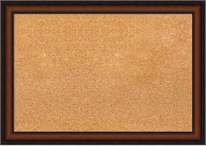 Amanti Art Natural Cork Board for Wall, 19x27 Vision Board with Brown Wood Frame, Medium Corkboard Office Decor for Home Organization, Traditional Corkboard Pinboard to display items for home