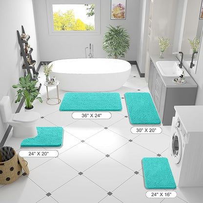 OLANLY Bathroom Runner Rugs 70x24, Extra Soft Absorbent Chenille Bath Rugs, Rubber Backing Quick Dry, Machine Washable Long Bath Mats for Bathroom Floor, Tub and Shower, Home Decor Accessories, Teal