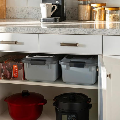 IRIS USA WeatherPro Airtight Pet Food Storage Container, Up to 14 lbs, Dog Cat Bird and Other Pet Food Storage Bin Keep Pests Out Translucent Body BPA Free Stackable, 2 Pack, Gray