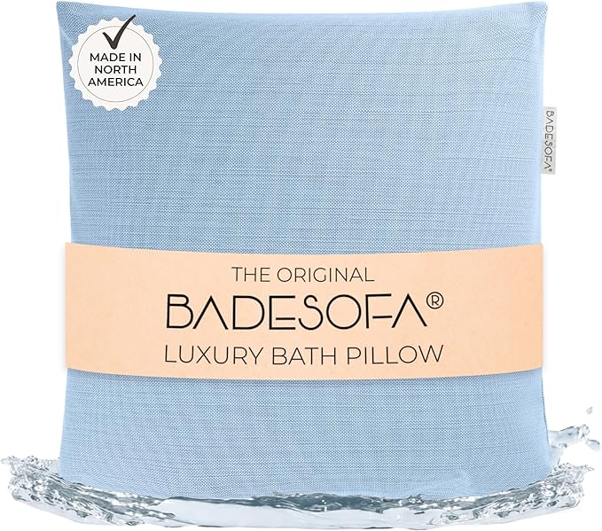 BADESOFA® Luxury Bath Pillow M - Thick & Comfortable Tub Pillow for Bathtub - Washable & Quick-Drying Back Bath Pillow - Non-Slip Bath Pillows - Luxury Spa Cushion in Blue