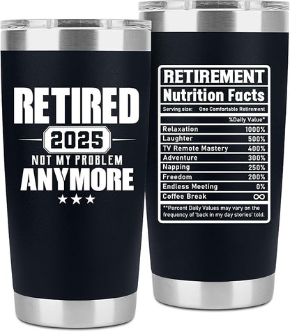 Retirement Gifts for Men 2025 - Retired Not My Problem Anymore - Funny Retired Tumbler for Men, Him, Father, Husband, Coworkers - Happy Retirement Gifts, Navy Tumbler 20 Oz (Black 20Oz 2025)
