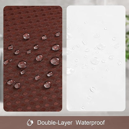 3 in 1 Stall Half Size Brown Shower Curtain Set-36 W x 72 H, Modern Waffle Waterproof Fabric and PEVA Liner Set with Stainless Steel Hooks