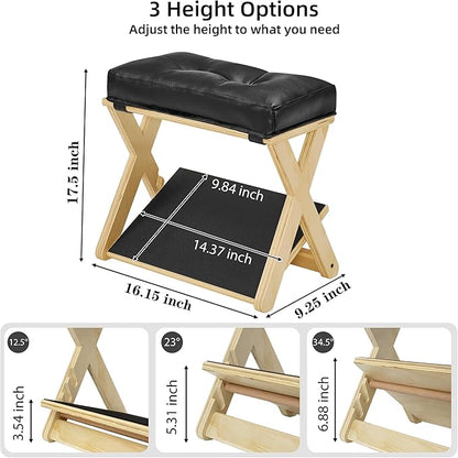 Adjustable Height Foot Rest Under Desk at Work, Double Step Wooden Under Desk Footrest, Non-Slip EVA Surface, Office Foot Stool for Posture Support,Leg Relief, Home Office & Gaming