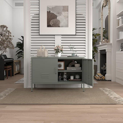 Metal Storage Cabinet,Short Locker Cabinet with Storage,Modern Cabinet for Bedroom,Classroom,Green