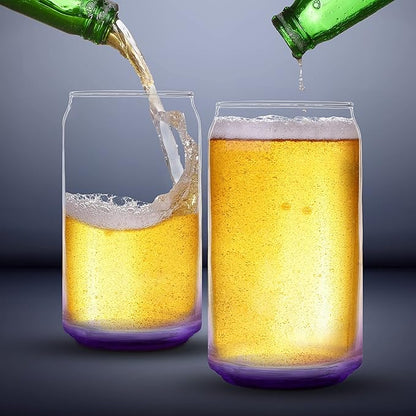 DISCOUNT PROMOS Beer Can Glasses Set of 10, 16 oz. Pint Sized, Soda Can Shape, Glassware, Purple
