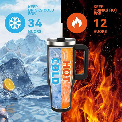 20 oz Tumbler with Handle,Tumbler with Lid and Straw,Double Wall Insulated Cup Stainless Steel Travel Mug(Cold for 34 Hours),Water Bottle for Iced Tea,Coffee,Cold Beverages(Black)