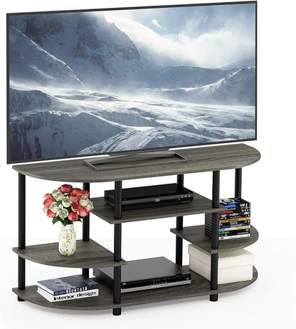 Furinno JAYA Simple Design Corner TV Stand, French Oak Grey/Black, 42.04 x 22.75 x 15.55 Inches
