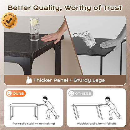Huuger 71 x 31.5 Inch Desk with Power Outlets & USB-C, 0.95 Inch Thicker Desktop, Robust Metal Tubes, Deep Computer Desk, Heavy Duty Office Desk, Work Desk for Home Office, Black