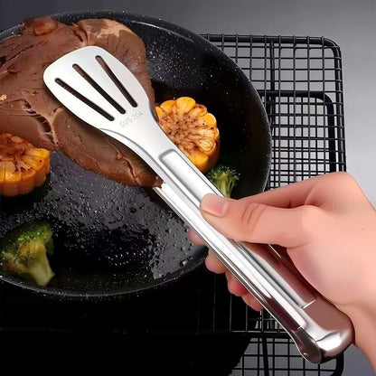 Kitchen tongs crafted from 304 stainless steel, effortlessly cleanable and food-grade safe. Ideal for cooking, salad preparation, barbecuing, frying and more. A splendid kitchen gift set (24cm + 29cm)