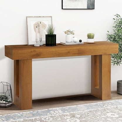 Grepatio 63 Inch Entryway Console Table, Rustic Narrow Sofa Table, Wood Long Console Table, Farmhouse Entry Way Table, Behind Couch Tables for Entrance, Hallway, Living Room (Brown)
