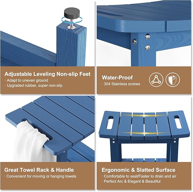 HIPS Shower Benches for Inside Shower, Shower Stool with Space-Efficient Storage Shelf, Waterproof Shower Chair Seat for Spa Bathroom(Navy Blue)