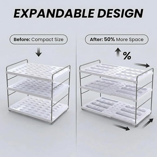 YAN & HIN Expandable Water Bottle Organizer for Cabinet, 3 Tier Tumbler Organizer, Adjustable Bottle Holder for Stanley, Hydro Flask, Kitchen Pantry Storage Rack (2 Pack)