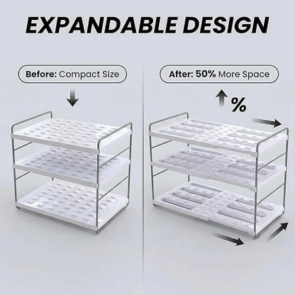 YAN & HIN Expandable Water Bottle Organizer for Cabinet, 3 Tier Tumbler Organizer, Adjustable Bottle Holder, Kitchen Pantry Storage Rack