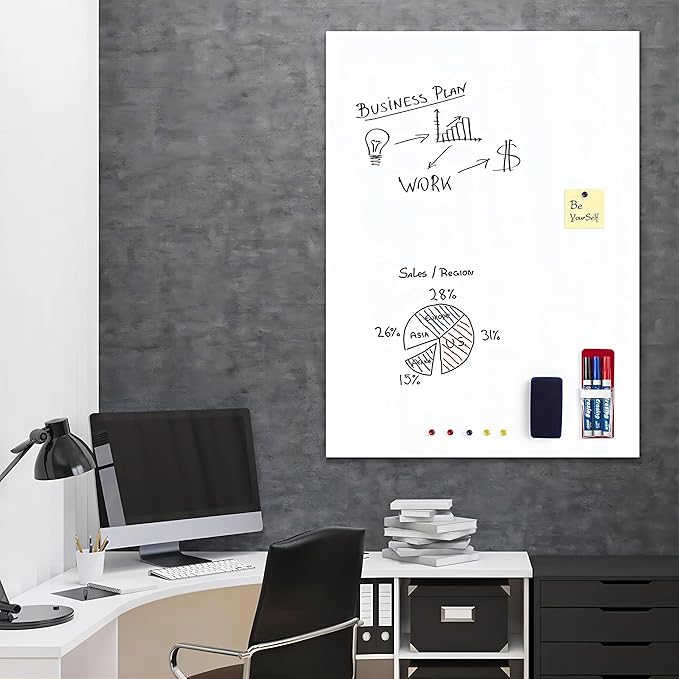 Magnetic Whiteboard Contact Paper, 47" x 94" Stick on Magnetic Dry Erase White Board Sticker on Wall, Easy to Write for Drawing, School, Office, Kitchen Fridge