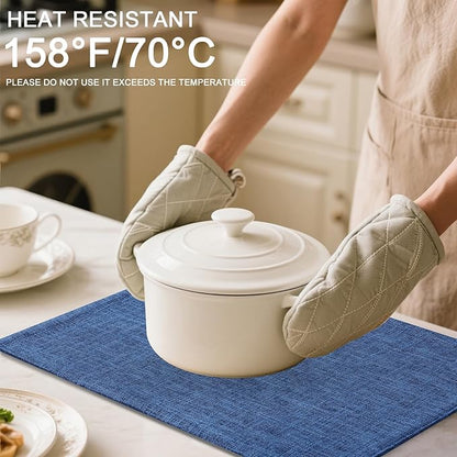Homaxy Cloths Placemats for Dining Table Set of 4, Heat Resistant Washable Cotton Linen Blend Table Mats, Easy to Clean Place Mats for Indoor Outdoor Party Kitchen Decoration, 13" x 18", Blue