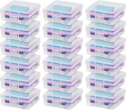 IRIS USA Pencil Case Boxes, 18-Pack, |Made in USA|, Plastic Bead Organizing Containers with Snap Lid for Arts, Crafts, Ephemera, Stickers, & Dance Cheer, Clear - Small
