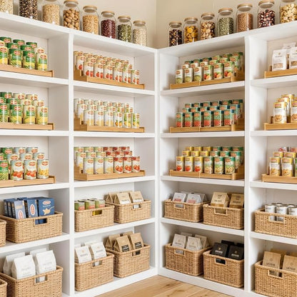 Artcochan 3 Tier Expandable Bamboo Can Rack Organizer for Pantry，Adjustable Pantry Organizers Holds Up to 24 Soda Cans,Canned Food Storage for Kitchen Cabinet Countertop